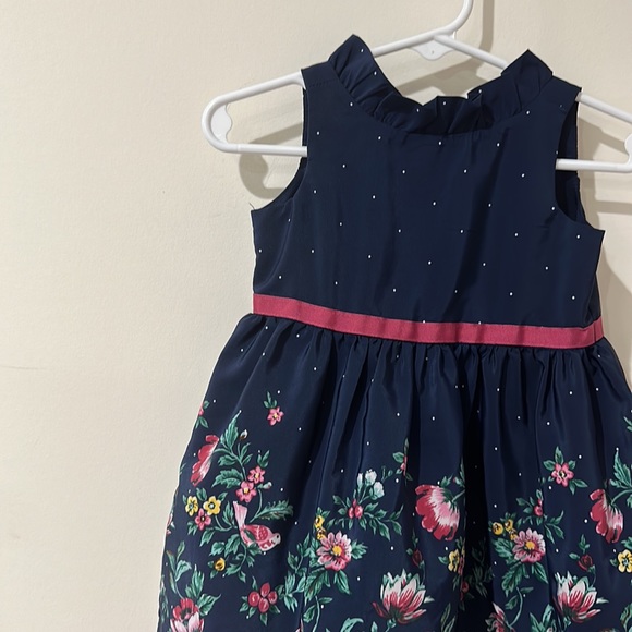• Janie and Jack • Baby Girls FLORAL BORDER DRESS Navy Blue / Pink 6-12 Months - Picture 4 of 4